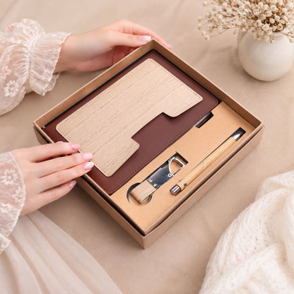 Customizable 3-in-1  Premium Writing Gift Hamper - Brown