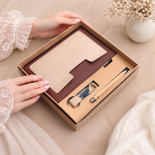 Customizable 3-in-1  Premium Writing Gift Hamper - Brown