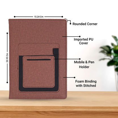 ForU Phoenix A5 Notebook Diary With Mobile & Pen Holder, Stylish Pocket