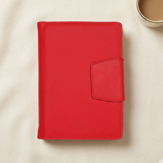 FOR U Zyric A5 Refillable Blank Journal - Card Holder, Magnetic Flap - Red