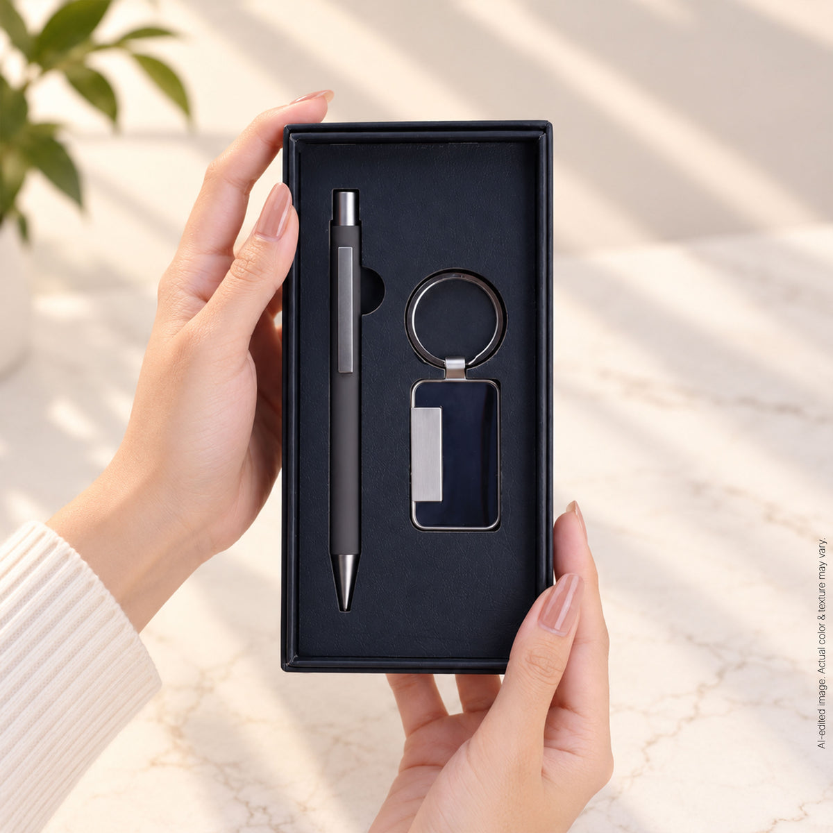 Black Keychain and Pen Gift Set for Men & Women