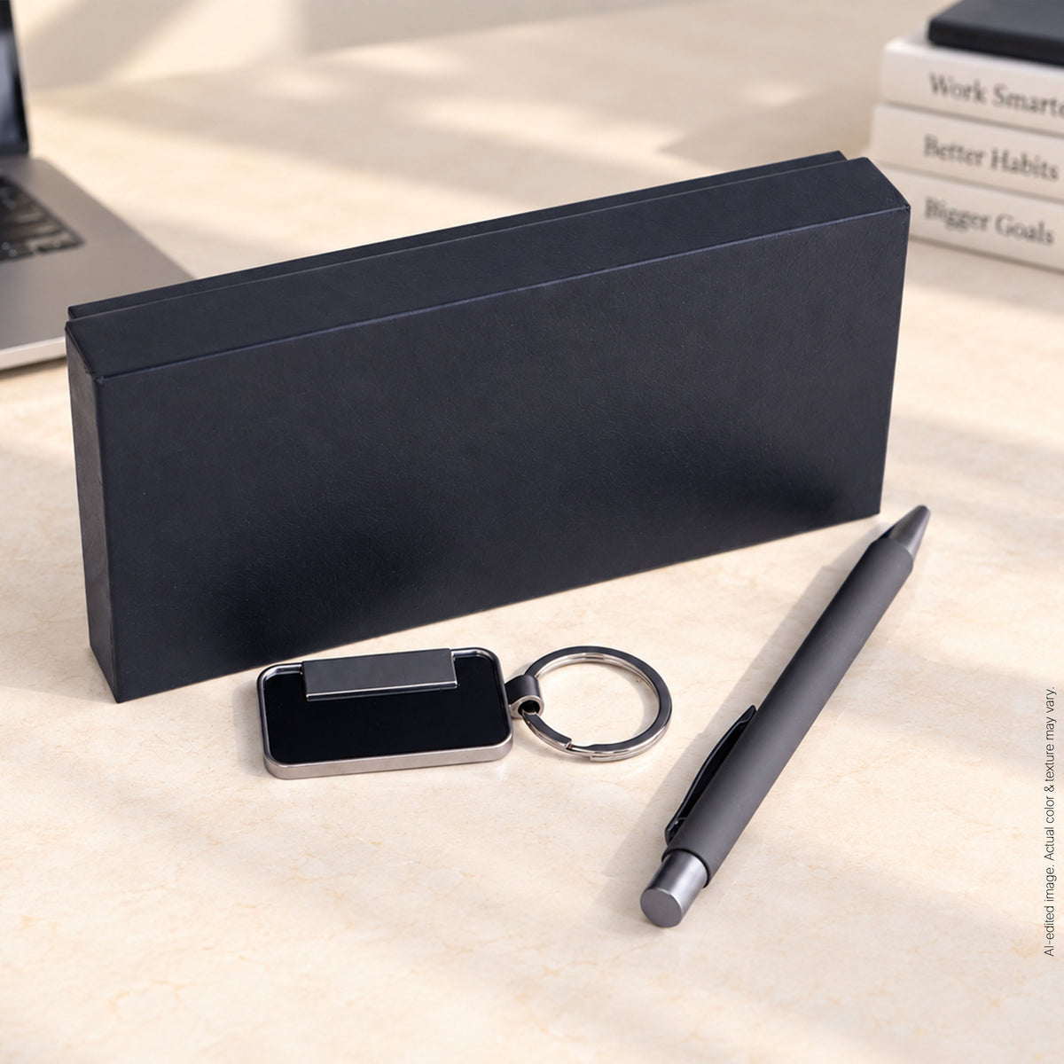 Black Keychain and Pen Gift Set for Men & Women
