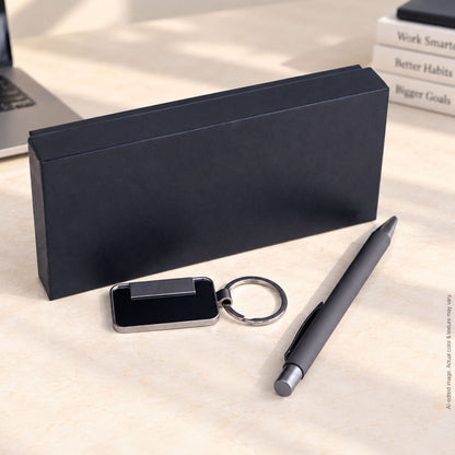 Black Keychain and Pen Gift Set for Men & Women