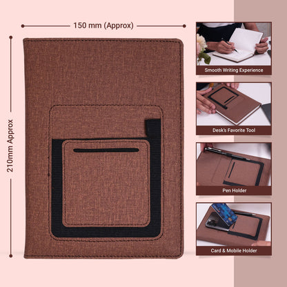 ForU Phoenix A5 Notebook Diary With Mobile & Pen Holder, Stylish Pocket