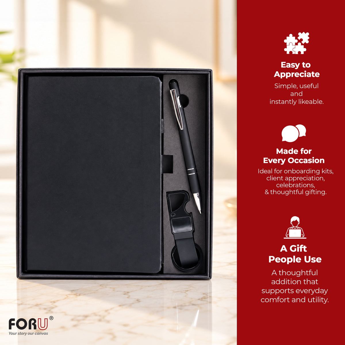 3 in 1 Gift Set | A5 Notebook, Stylus Pen, & Keychain