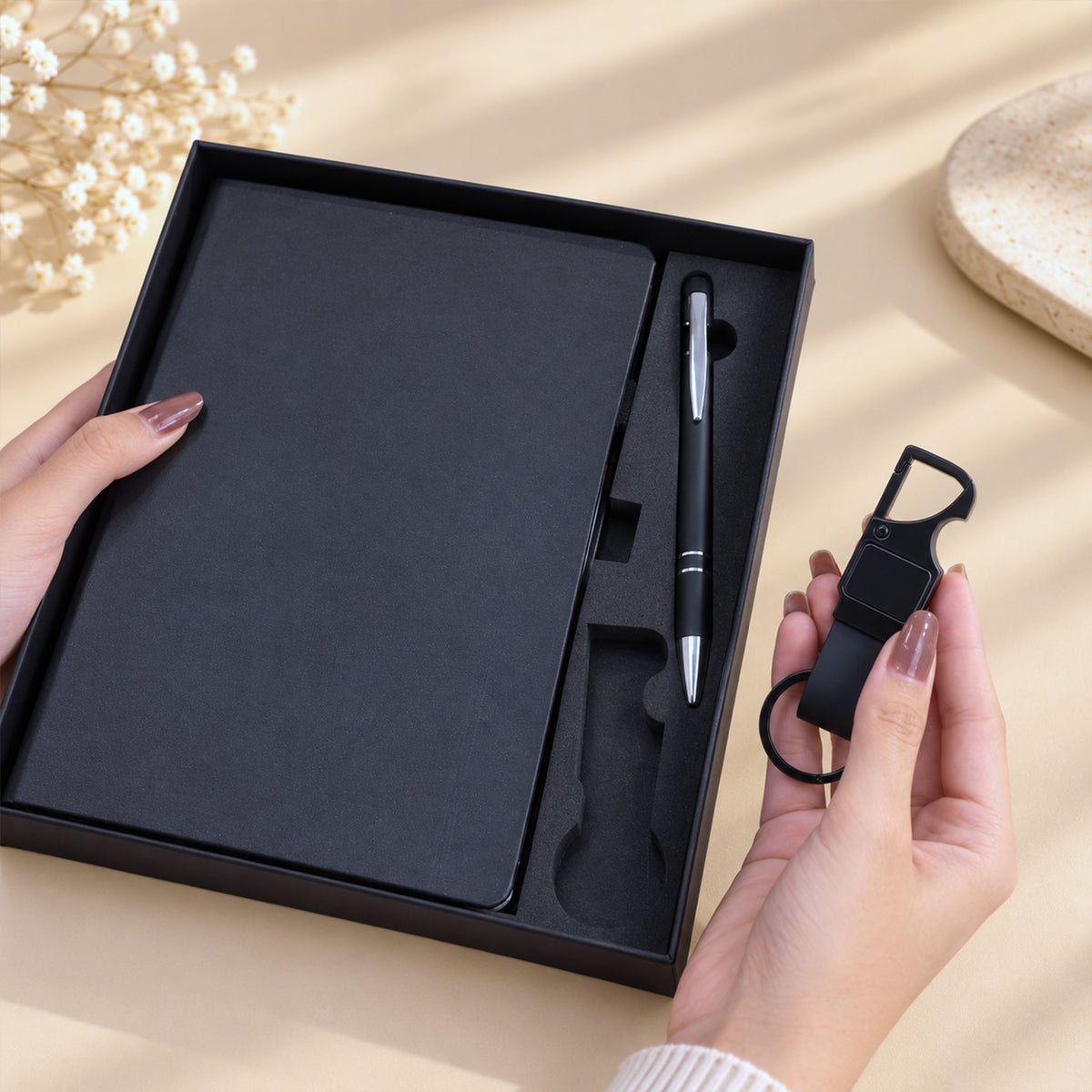 3 in 1 Gift Set | A5 Notebook, Stylus Pen, & Keychain