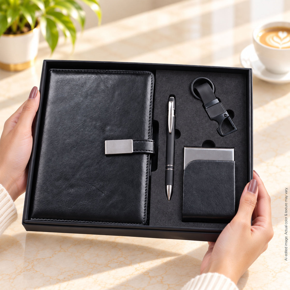 4 in 1 Gift Set | A5 Notebook, Stylus Pen, Card Holder & Keychain