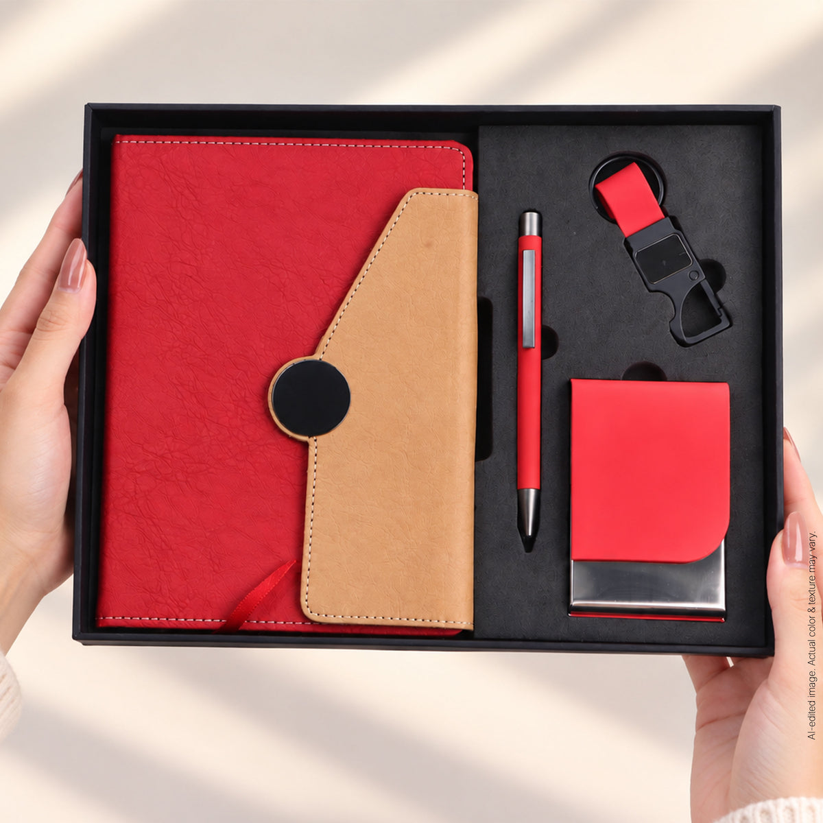 4 in 1 Gift Set | A5 Notebook, Stylus Pen, Card Holder & Keychain