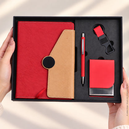 4 in 1 Gift Set | A5 Notebook, Stylus Pen, Card Holder & Keychain