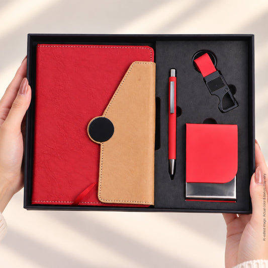 4 in 1 Gift Set | A5 Notebook, Stylus Pen, Card Holder & Keychain