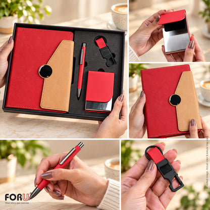 4 in 1 Gift Set | A5 Notebook, Stylus Pen, Card Holder & Keychain