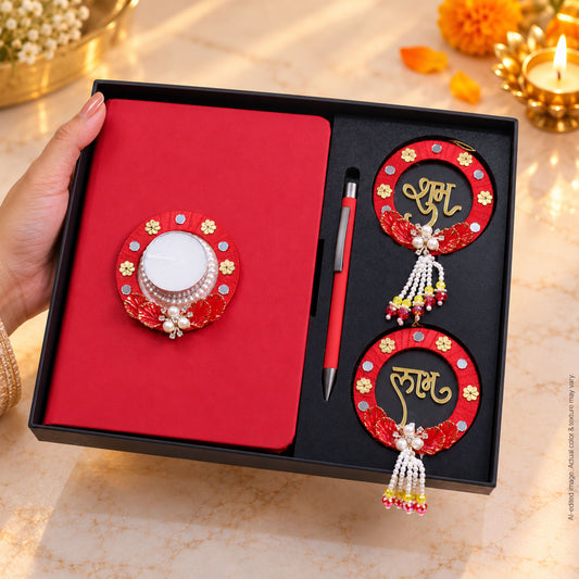 4 in 1 Diwali Gift Set | A5 Notebook, Stylus Pen, Subh Labh hanging & Decorative Candle (Copy)