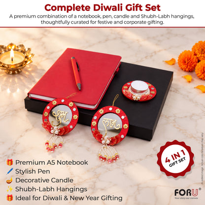 4 in 1 Diwali Gift Set | A5 Notebook, Stylus Pen, Subh Labh hanging & Decorative Candle (Copy)