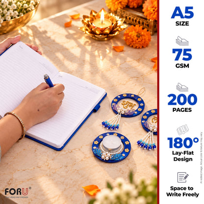 4 in 1 Diwali Gift Set | A5 Notebook, Stylus Pen, Subh Labh hanging & Decorative Candle