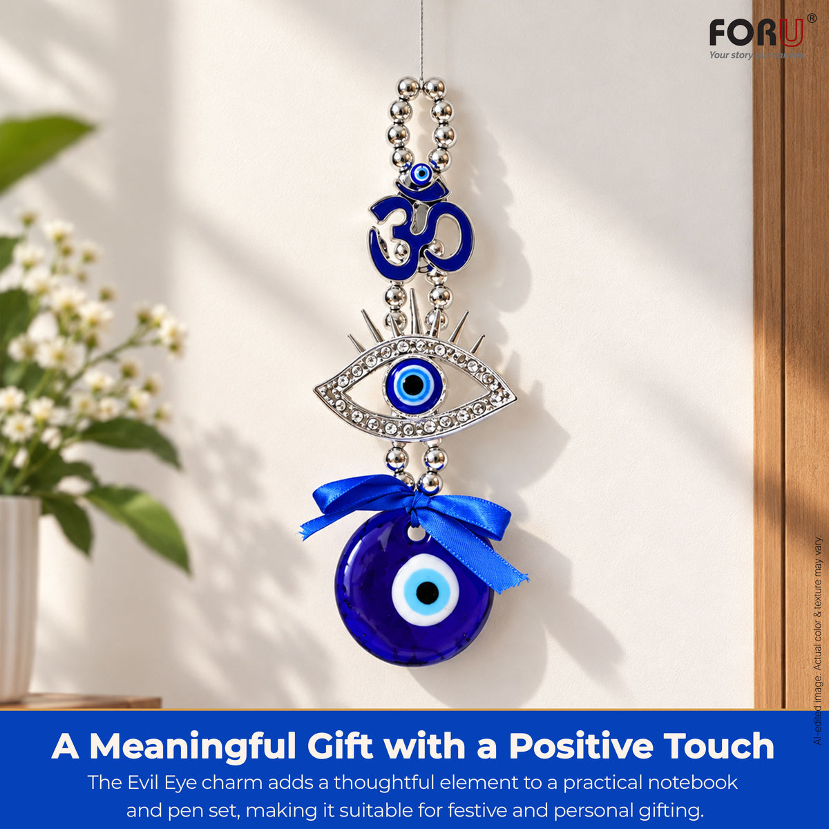 3 in 1 Gift Set | A5 Blue Notebook, Stylus Pen & Evil Eye Charm