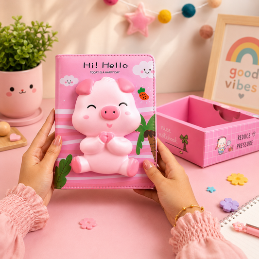 Cute Pig 3D Squishy Diary for Girls & Kids
