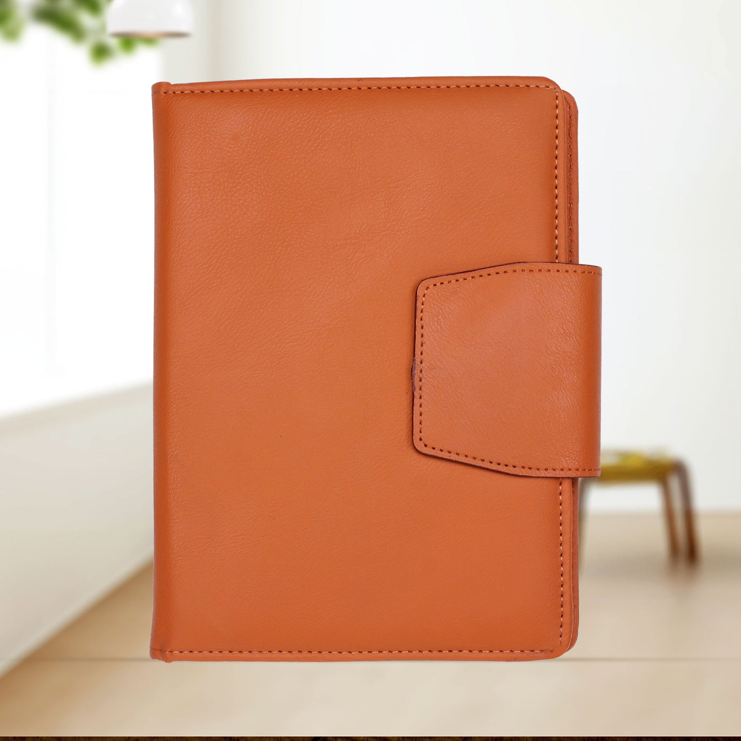 FOR U Zyric A5 Refillable Blank Journal - Card Holder, Magnetic Flap - Tan