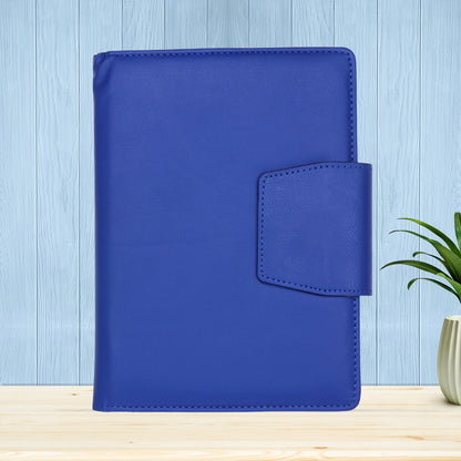 FOR U Zyric A5 Refillable Blank Journal - Card Holder, Magnetic Flap - Blue