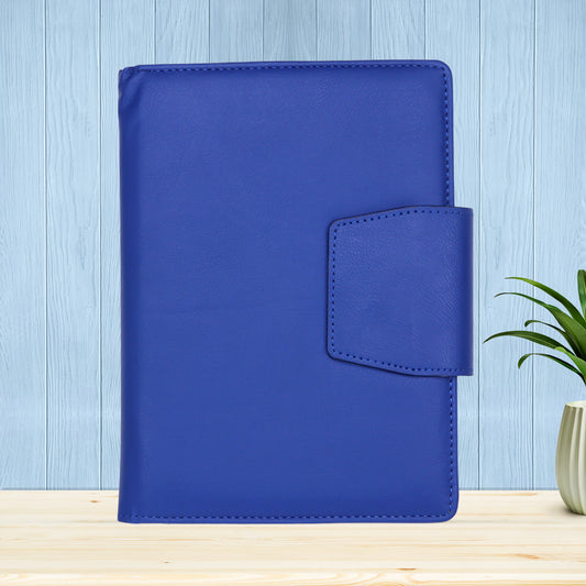 FOR U Zyric A5 Refillable Blank Journal - Card Holder, Magnetic Flap - Blue