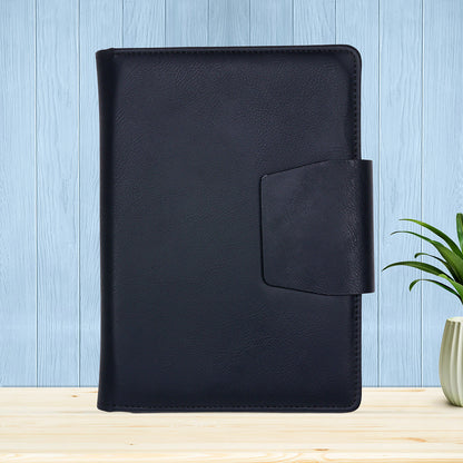 FOR U Zyric A5 Refillable Blank Journal - Card Holder, Magnetic Flap - Black