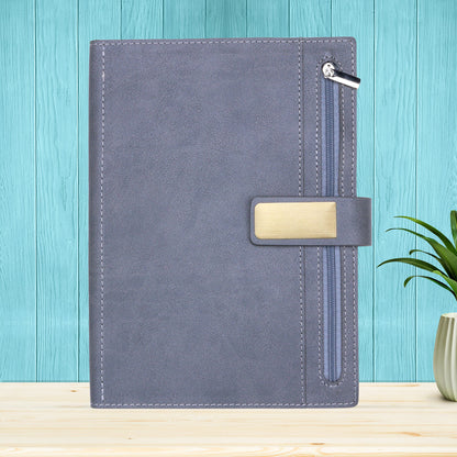FOR U Elano A5 Zipper Pocket Blank Journal - Grey
