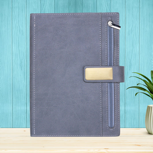 FOR U Elano A5 Zipper Pocket Blank Journal - Grey