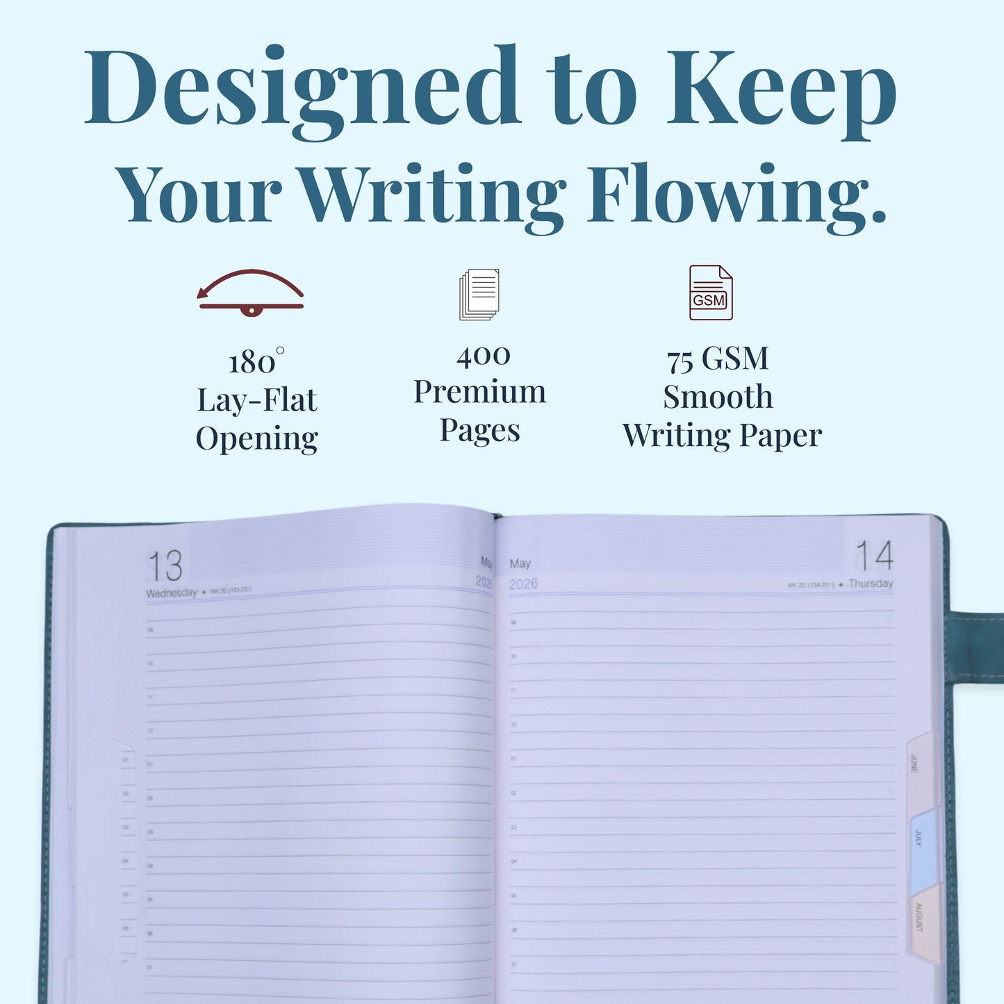 Max B5 One Date Planner Diary with Stationery Clasp