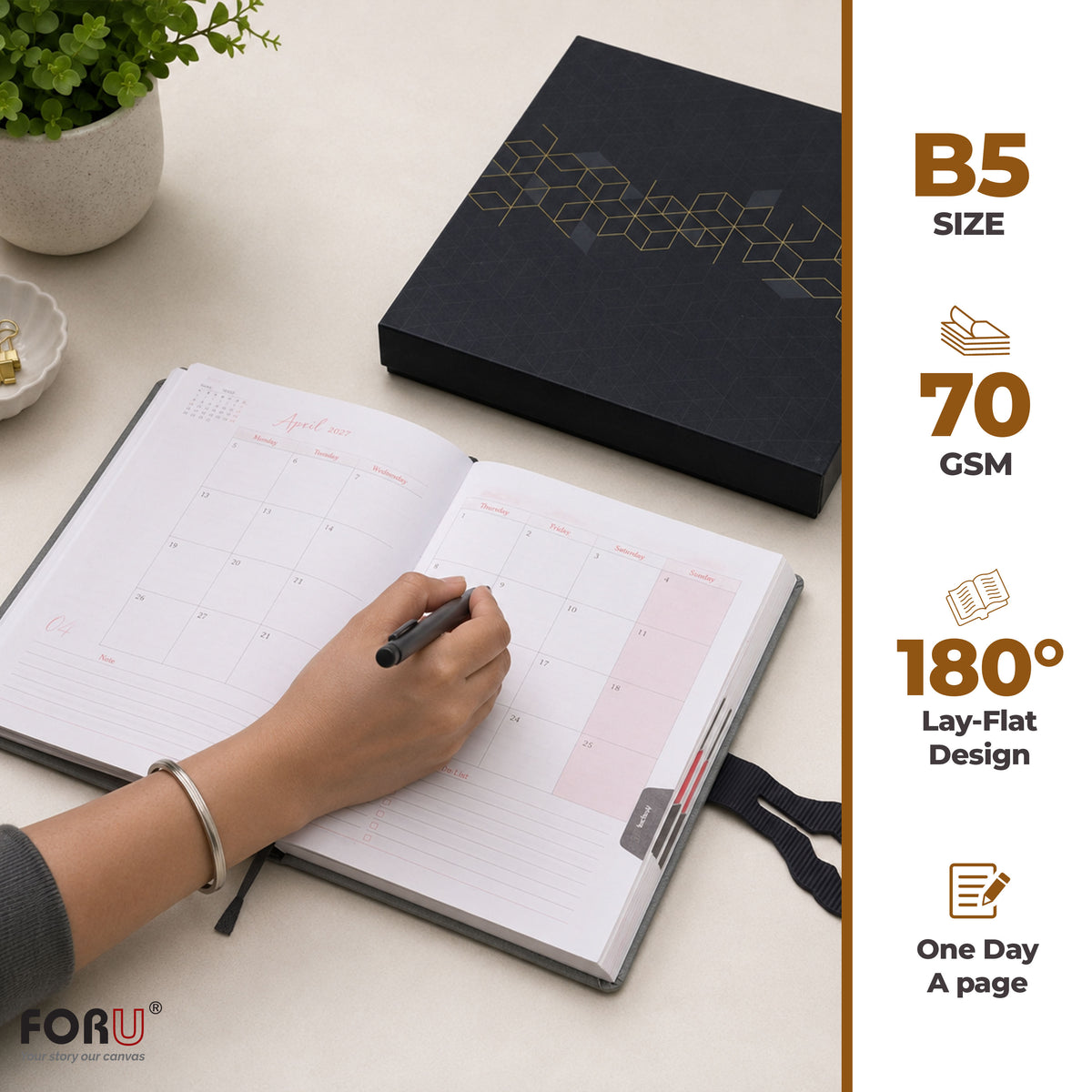 FOR U Lumina 2027 B5 Dated Diary | Office Stationery Diary with Magnetic Lock