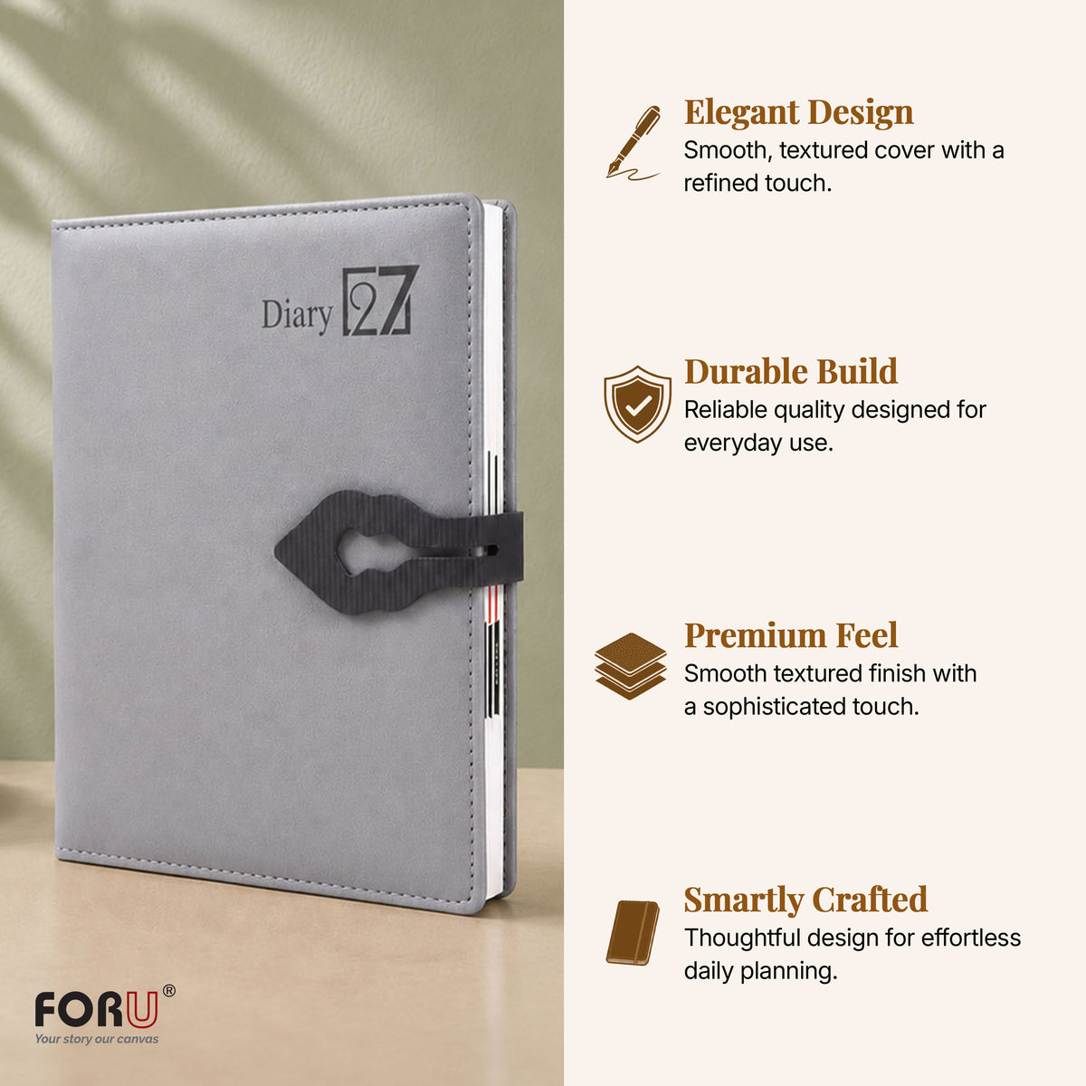FOR U Lumina 2027 B5 Dated Diary | Office Stationery Diary with Magnetic Lock