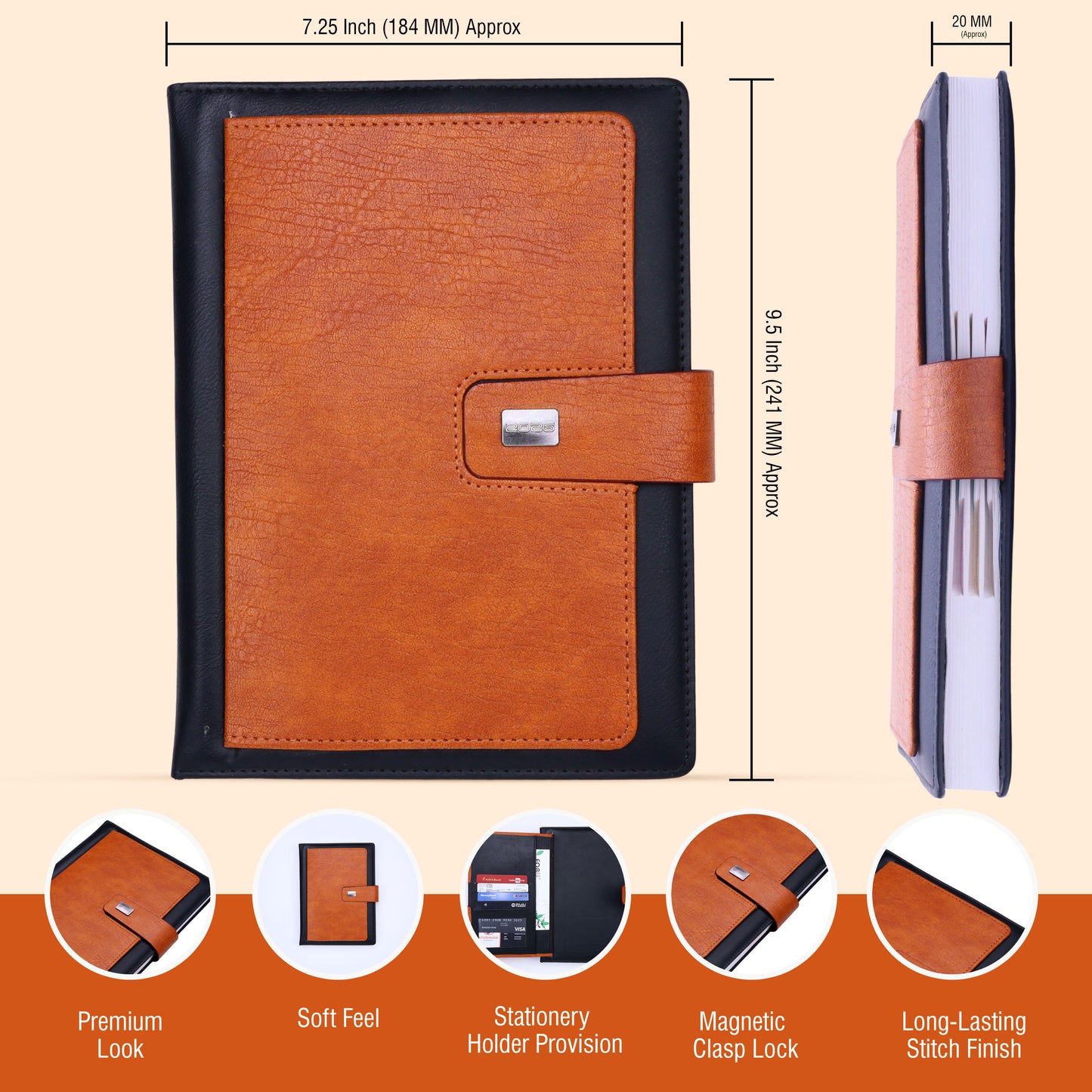 FOR U Impeccable 2026 Undated Diary with Pen Holder & Card Holder