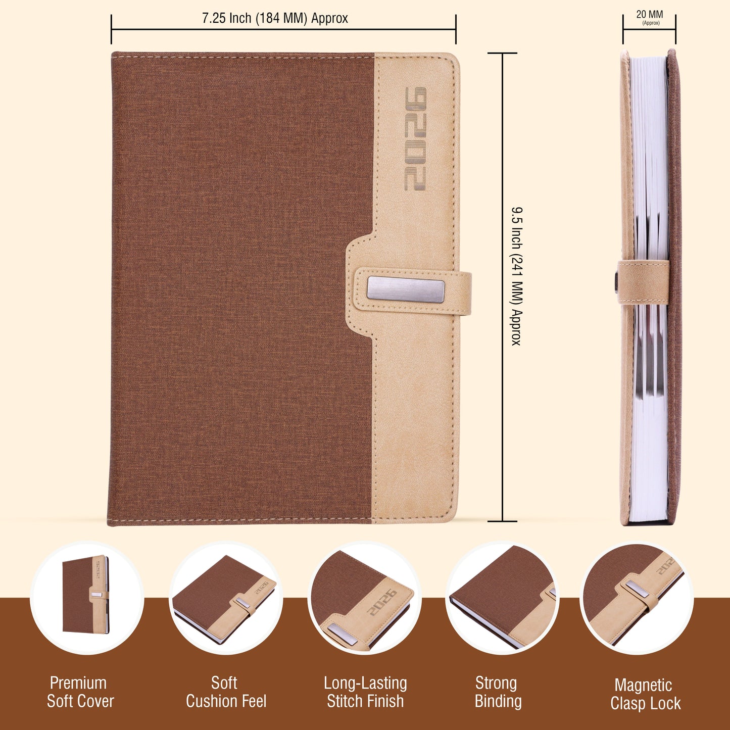 FOR U Starrer 2026 B5 Office Stationery Diary with Magnetic Metal Clasp