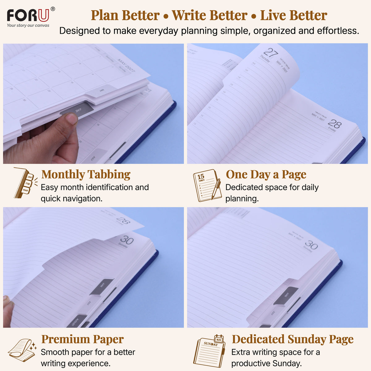 FOR U Beauty 2027 Dated Diary | Office Stationery Diary