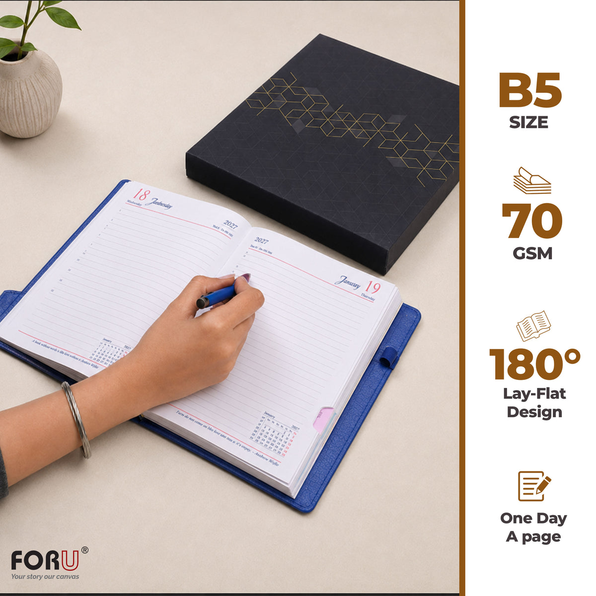 FOR U Impeccable 2027 B5 Dated Diary with Pen