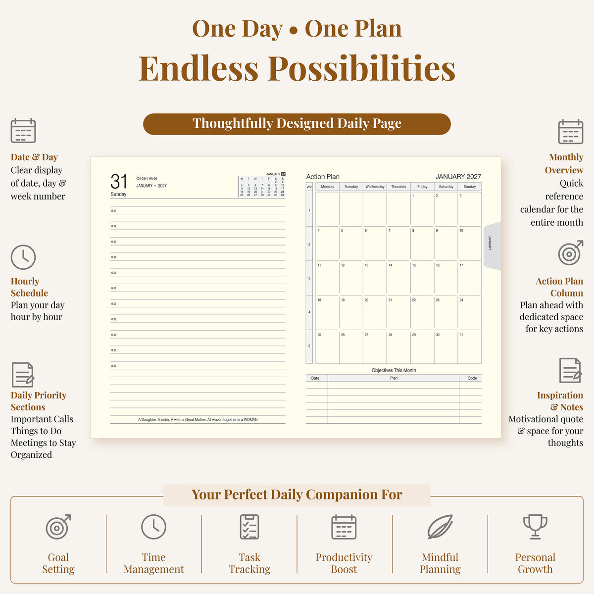 2026 Stylish B5 Dated Office Planner Diary