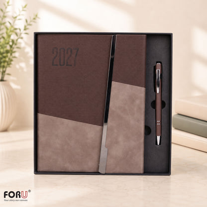 FOR U Prime 2027 Christmas Gift Set | Premium Diary with Magnetic lock & Pen | Corporate Xmas Gift Box