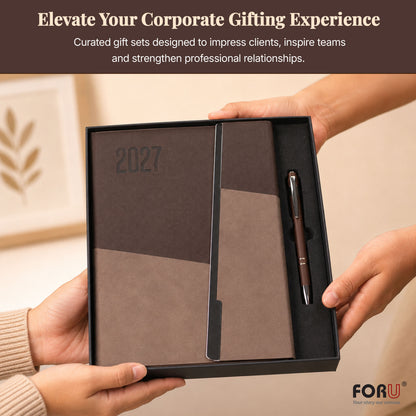 FOR U Prime 2027 Christmas Gift Set | Premium Diary with Magnetic lock & Pen | Corporate Xmas Gift Box