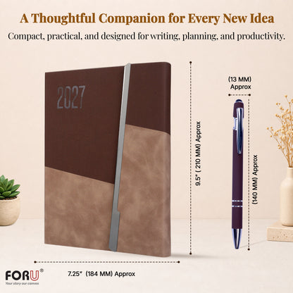 FOR U Prime 2027 Christmas Gift Set | Premium Diary with Magnetic lock & Pen | Corporate Xmas Gift Box