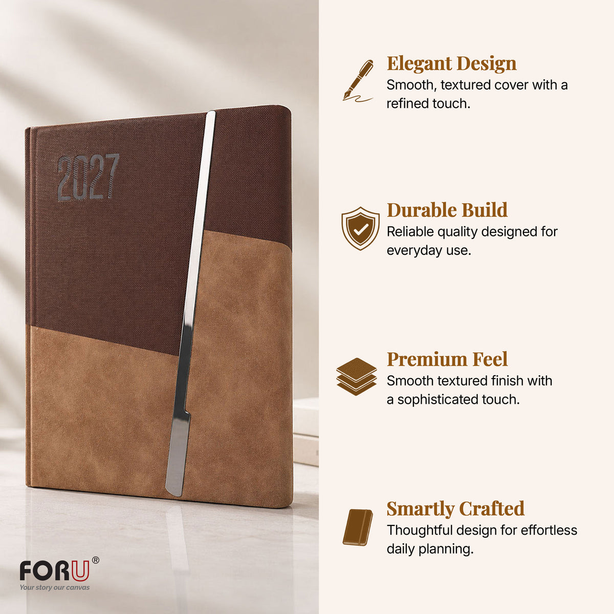 FOR U Prime 2027 Christmas Gift Set | Premium Diary with Magnetic lock & Pen | Corporate Xmas Gift Box
