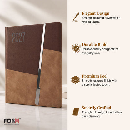 FOR U Prime 2027 Christmas Gift Set | Premium Diary with Magnetic lock & Pen | Corporate Xmas Gift Box