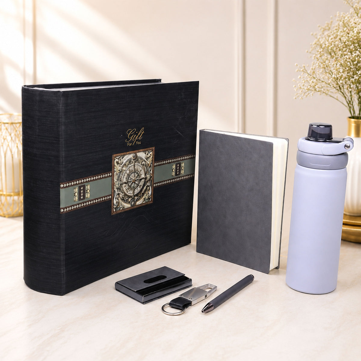 ForU 5-in-1 Gift Set with Diary, Sipper Water Bottle, Pen & Accessories