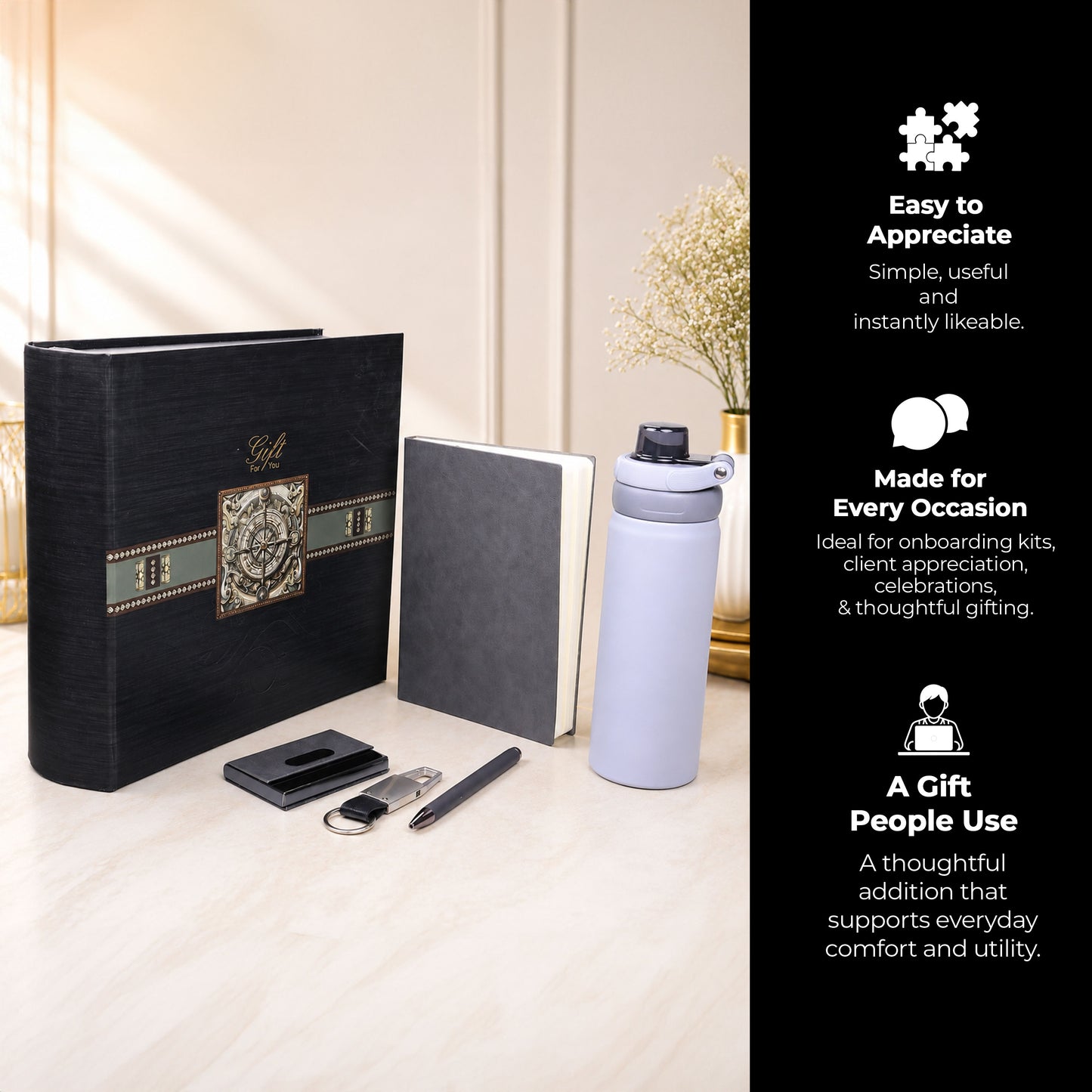 ForU 5-in-1 Gift Set with Diary, Sipper Water Bottle, Pen & Accessories