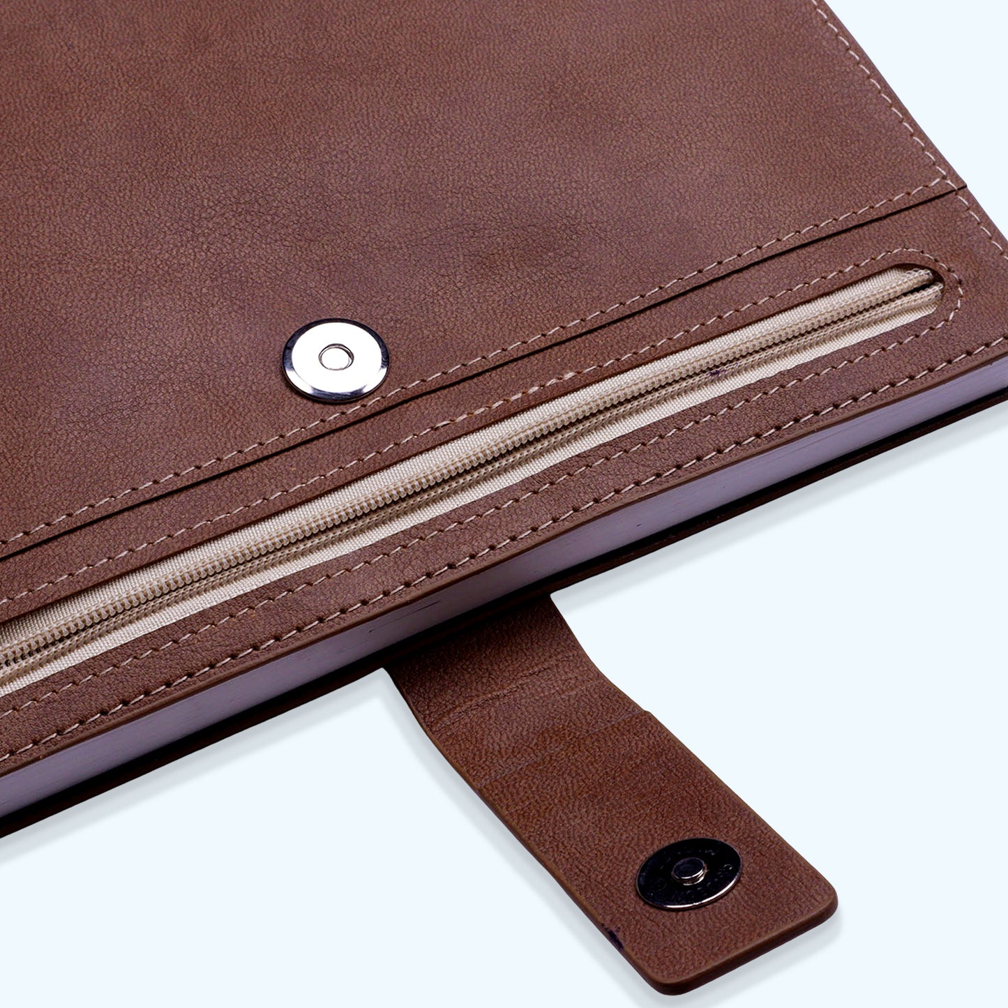 FOR U Elano A5 Zipper Pocket Blank Journal - Brown