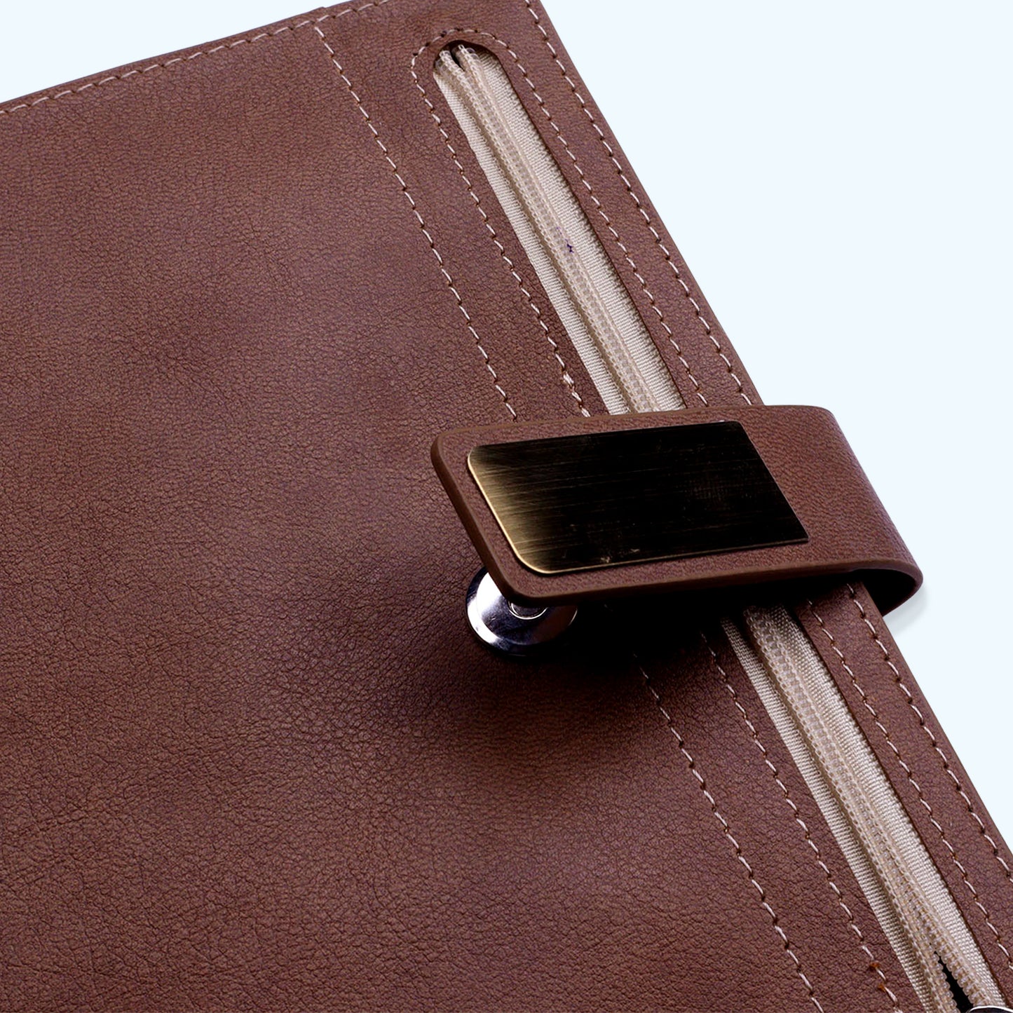 FOR U Elano A5 Zipper Pocket Blank Journal - Brown