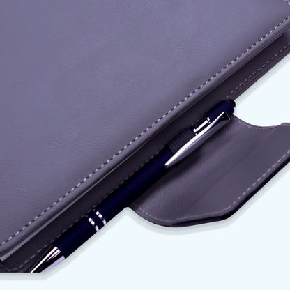 FOR U Zyric A5 Refillable Blank Journal - Card Holder, Magnetic Flap - Grey