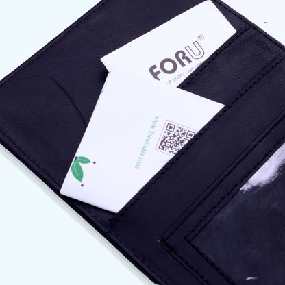 FOR U Zyric A5 Refillable Blank Journal - Card Holder, Magnetic Flap - Black