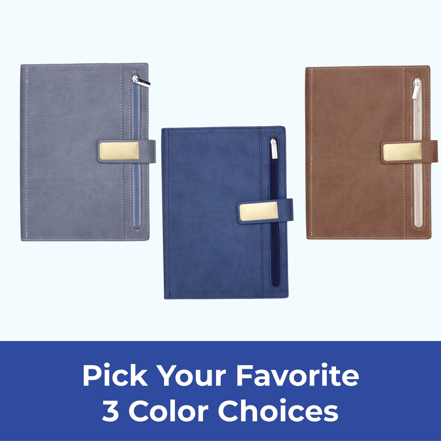 FOR U Elano A5 Zipper Pocket Blank Journal - Brown