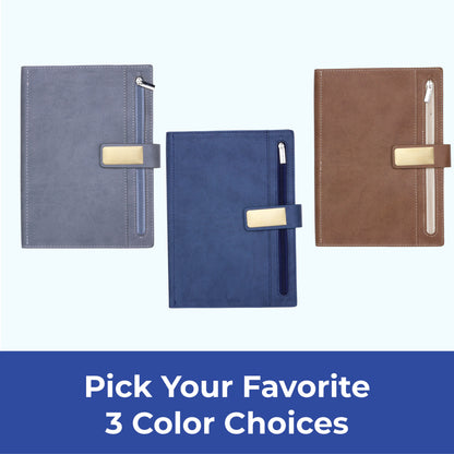 FOR U Elano A5 Zipper Pocket Blank Journal - Brown