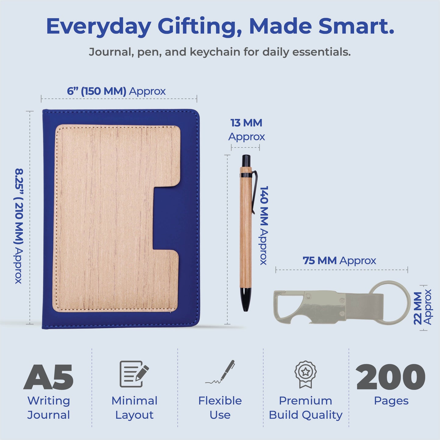 Customizable 3-in-1  Premium Writing Gift Hamper - Blue