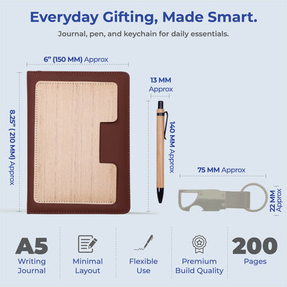 Customizable 3-in-1  Premium Writing Gift Hamper - Brown