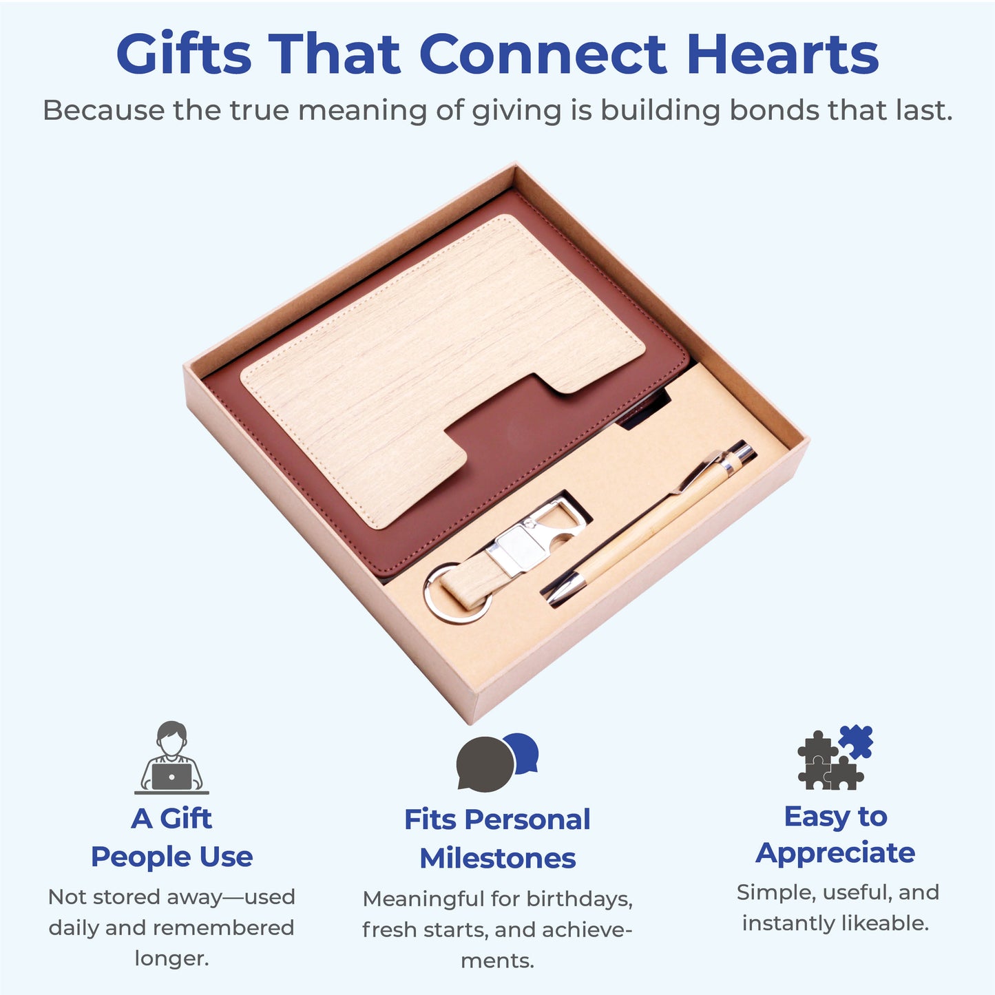 Customizable 3-in-1  Premium Writing Gift Hamper - Brown